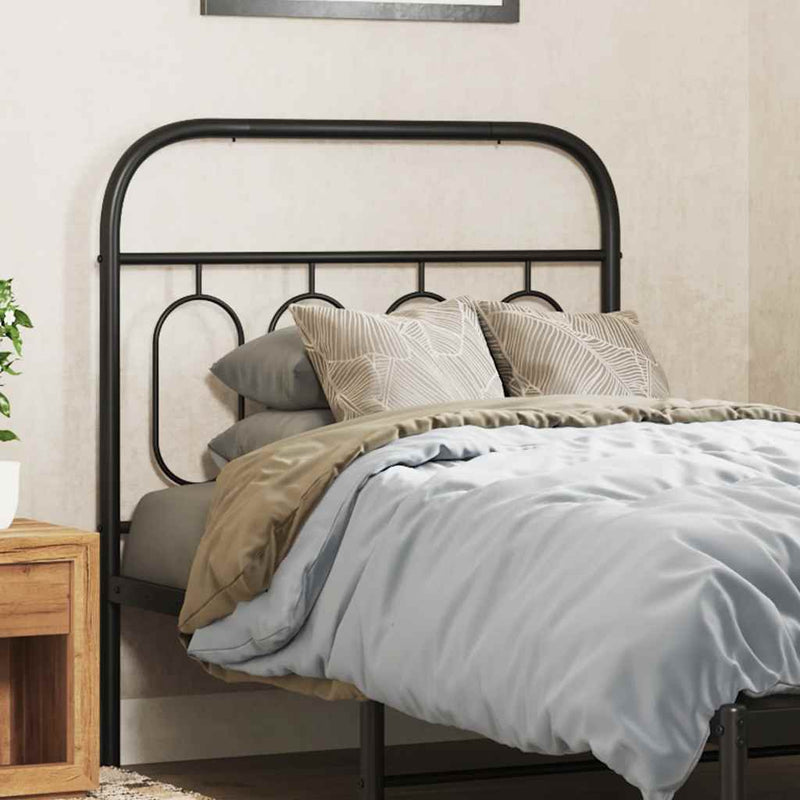 Tăblie de pat de schimb metalică, negru, 80 cm