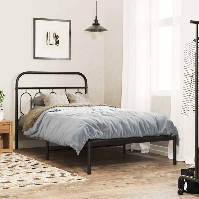Tăblie de pat de schimb metalică, negru, 107 cm