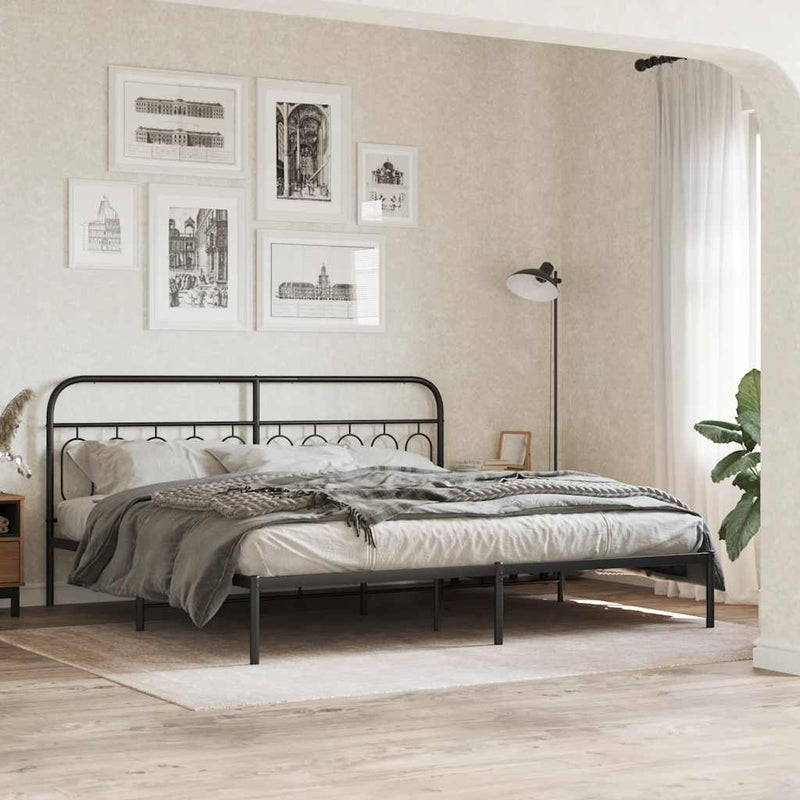Tăblie de pat de schimb metalică, negru, 200 cm