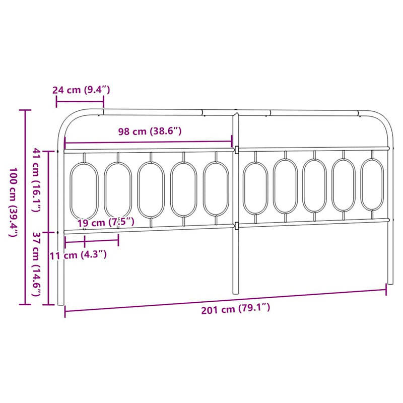 Tăblie de pat de schimb metalică, negru, 200 cm