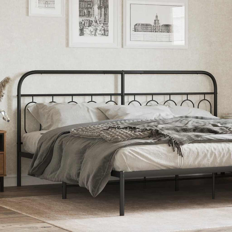 Tăblie de pat de schimb metalică, negru, 200 cm