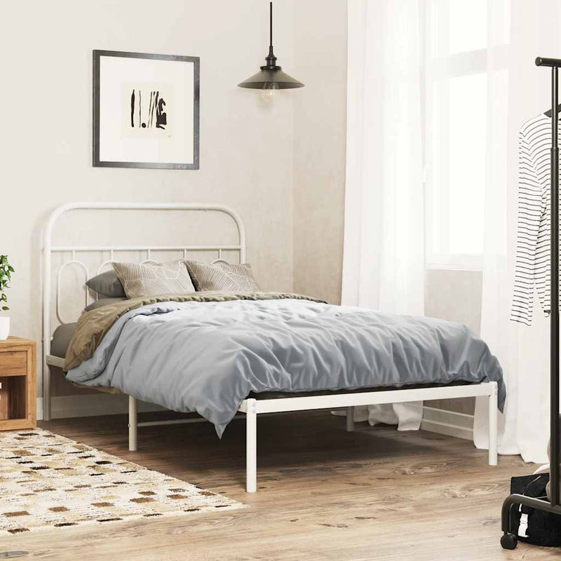 Tăblie de pat de schimb metalică, alb, 107 cm