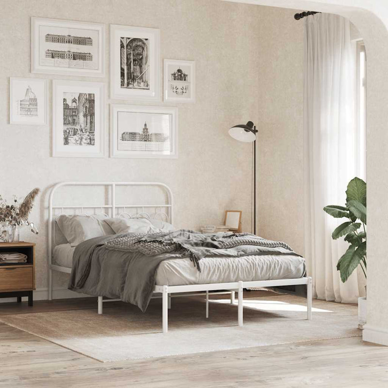 Tăblie de pat de schimb metalică, alb, 120 cm