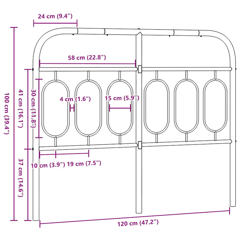Tăblie de pat de schimb metalică, alb, 120 cm