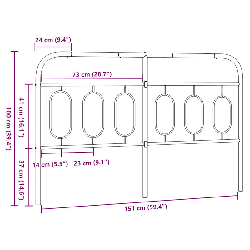 Tăblie de pat de schimb metalică, alb, 150 cm