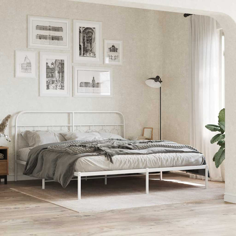 Tăblie de pat de schimb metalică, alb, 160 cm