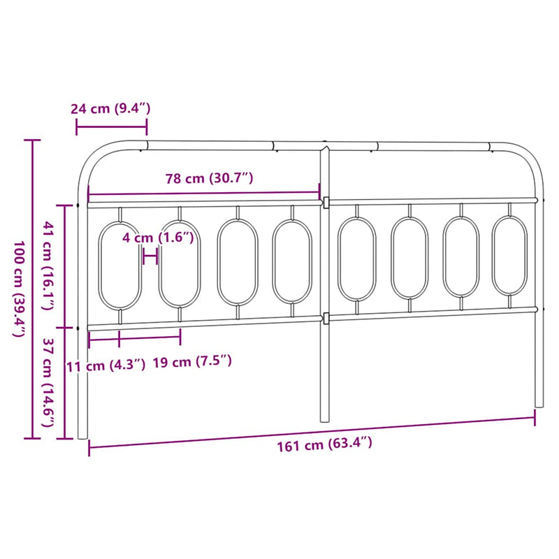 Tăblie de pat de schimb metalică, alb, 160 cm