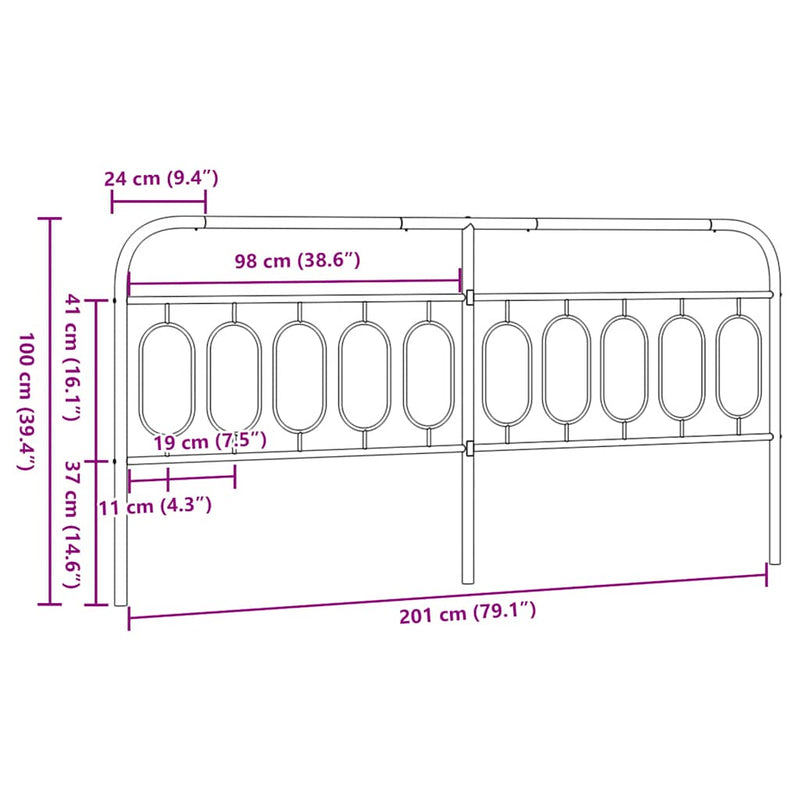 Tăblie de pat de schimb metalică, alb, 200 cm