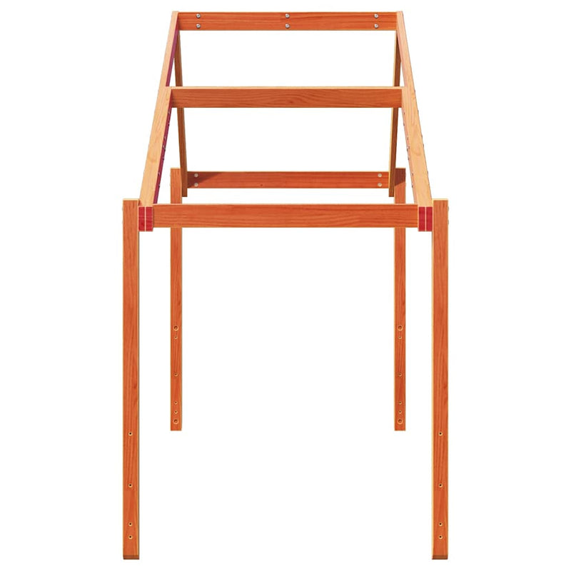 Acoperiș pat de copii, maro, 203x80,5x142 cm, lemn masiv pin
