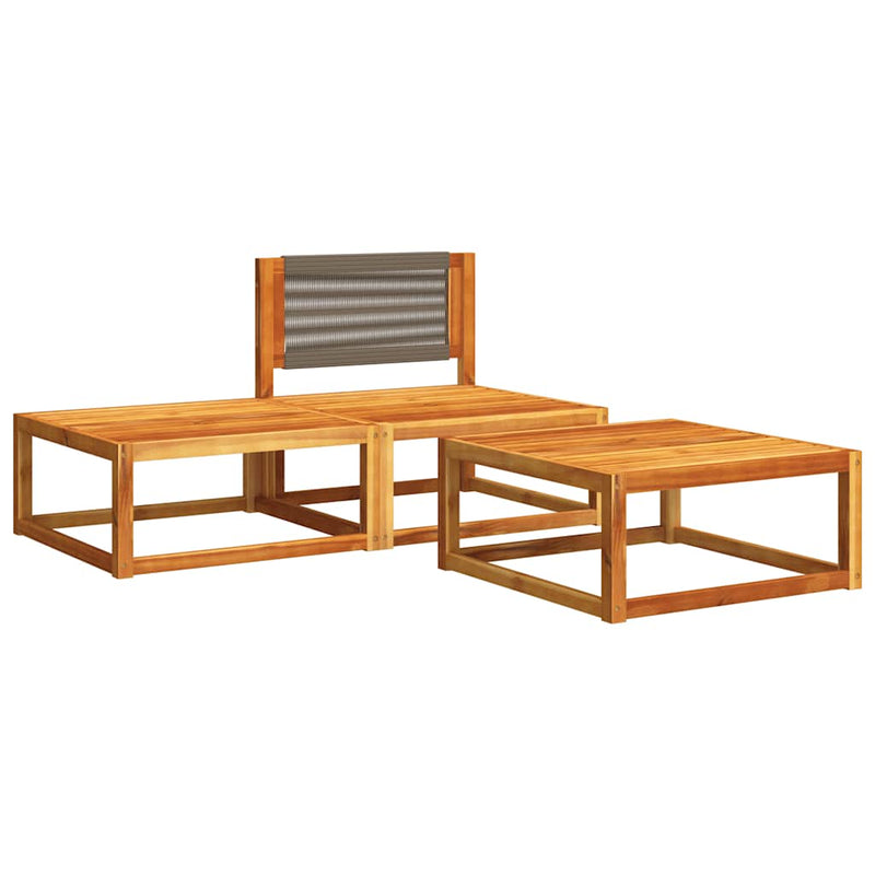 Set canapele de grădină 3 piese cu perne din lemn de acacia și frânghie
