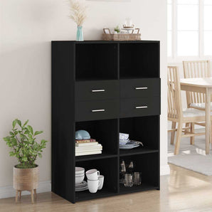 Dulap înalt, negru, 80x42,5x124 cm, lemn prelucrat