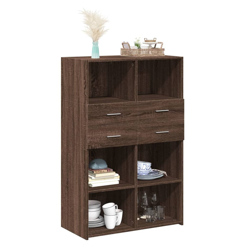 Dulap înalt, stejar maro, 80x42,5x124 cm, lemn prelucrat