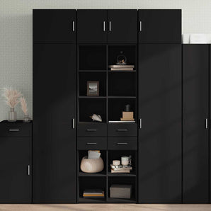 Dulap înalt, negru, 70x42,5x185 cm, lemn prelucrat