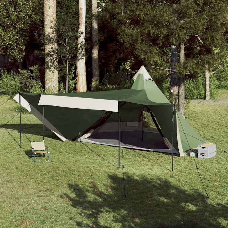 Cort de familie Tipi pentru 8 persoane, verde, impermeabil