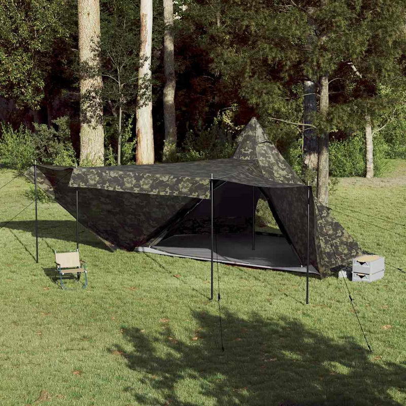 Cort de familie Tipi pentru 8 persoane, camuflaj, impermeabil