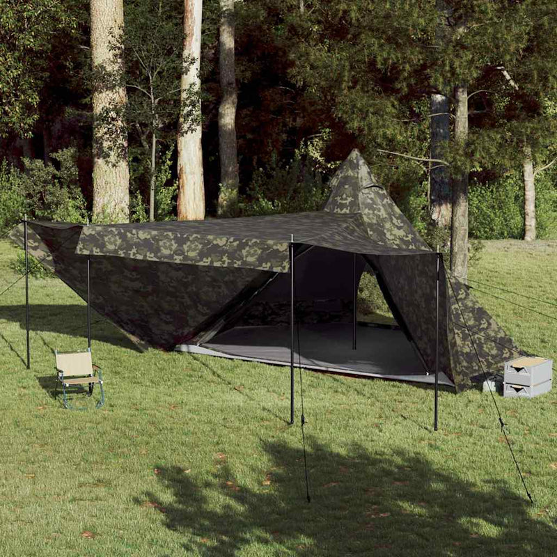 Cort de familie Tipi pentru 8 persoane, camuflaj, impermeabil