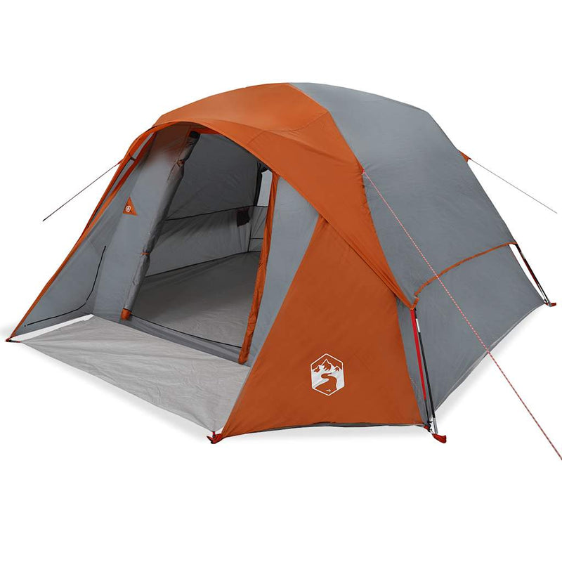 Cabină cort de camping 4 persoane gri și portocaliu impermeabil