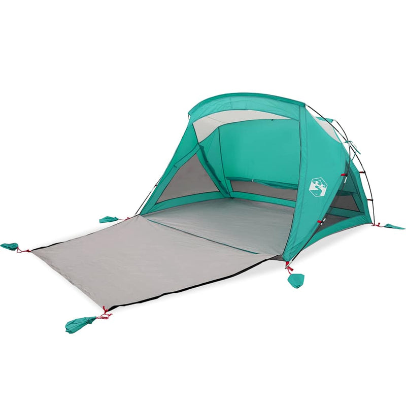 Cort de plajă 2 persoane, verde marin, impermeabil