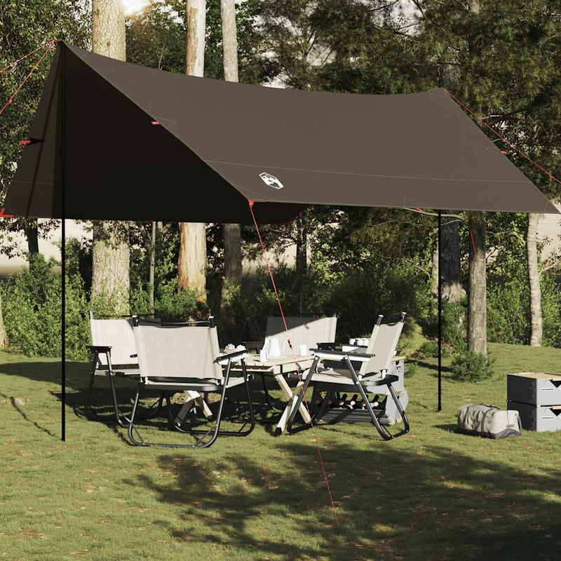 Prelată de camping, maro, 438x376x212 cm, impermeabilă