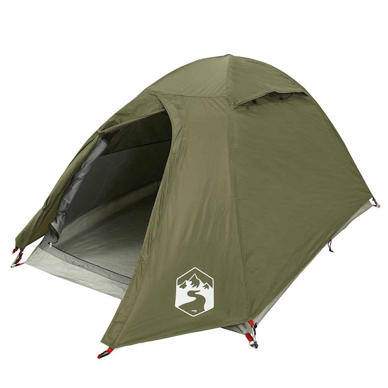 Cort camping cupolă 2 persoane verde măsliniu impermeabil
