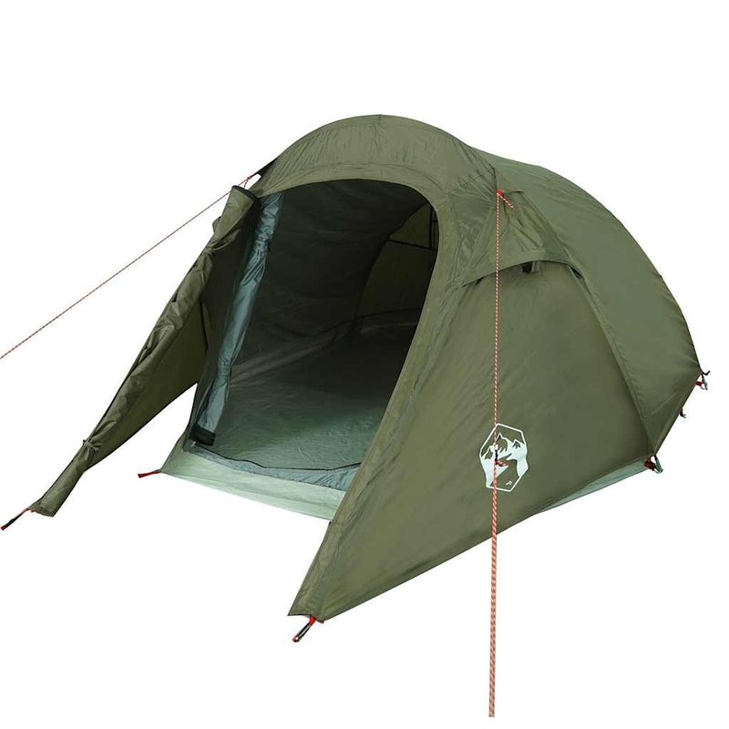 Cort camping tunel pentru 2 persoane verde măsliniu impermeabil