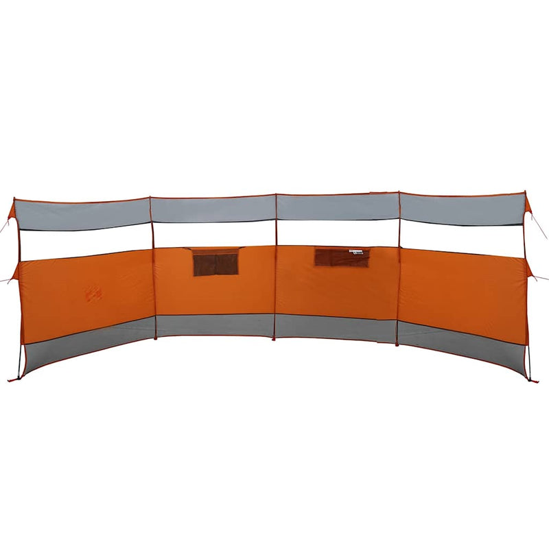 Paravan de camping, gri/portocaliu, 510x153 cm, impermeabil