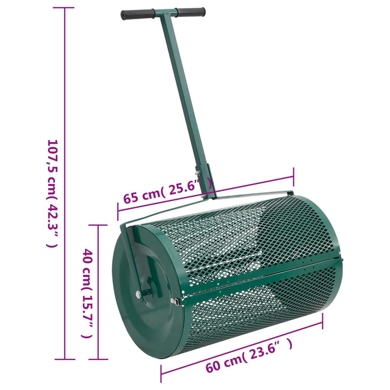 Distribuitor de compost, 75L, verde, Ø40x60 cm, oțel