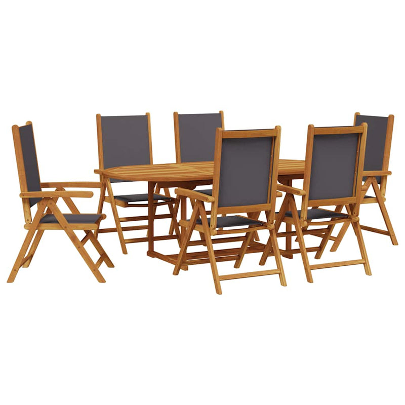 Set mobilier de grădină 7 piese textil antracit/lemn masiv