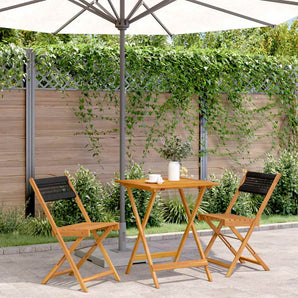 Set mobilier bistro, 3 piese, negru, polipropilenă lemn masiv