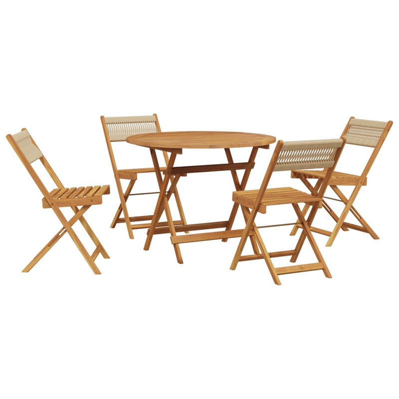 Set mobilier de grădină 5 piese polipropilenă bej/lemn masiv