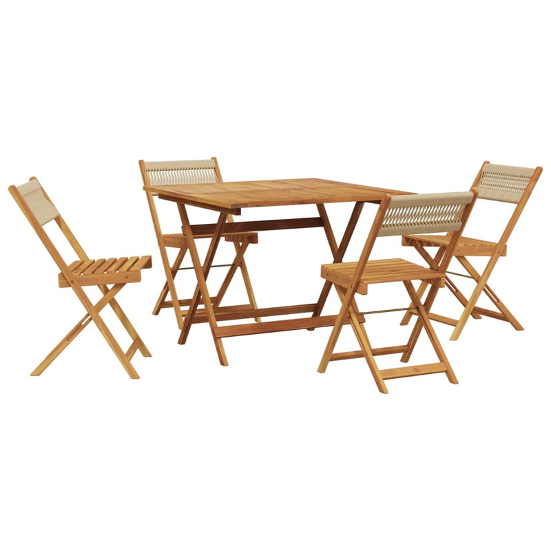 Set mobilier de grădină 5 piese polipropilenă bej/lemn masiv