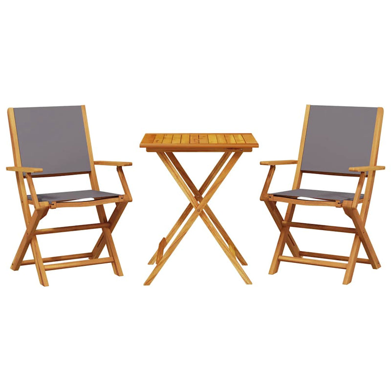 Set mobilier bistro, 3 piese, textil antracit/lemn masiv