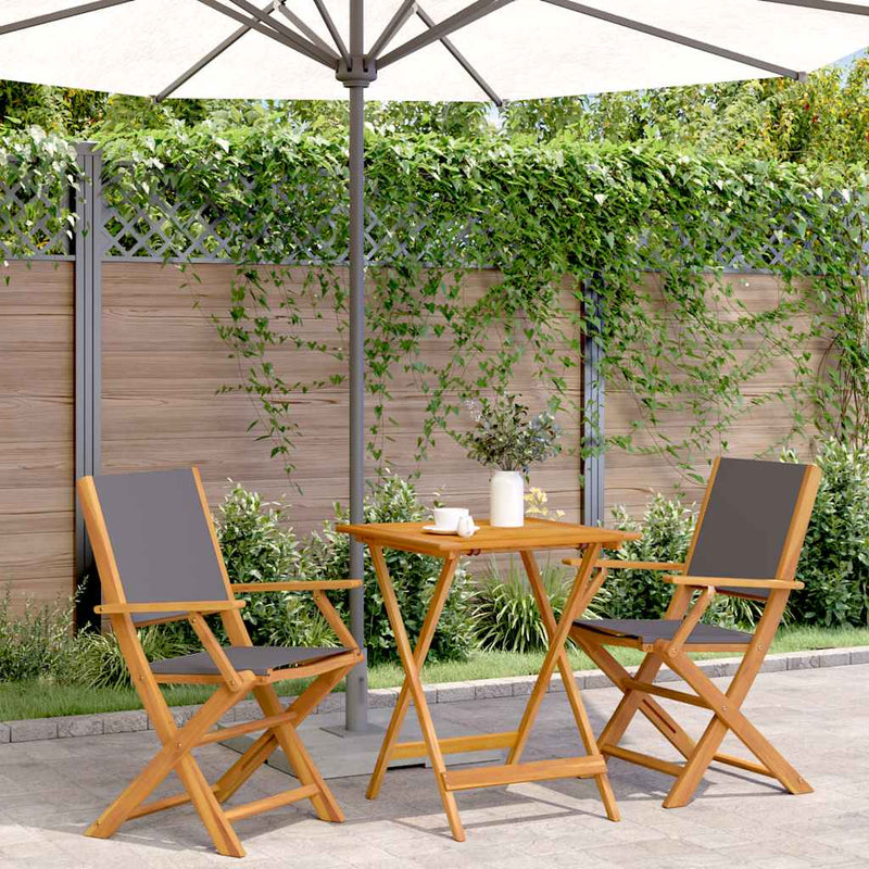 Set mobilier bistro, 3 piese, textil antracit/lemn masiv