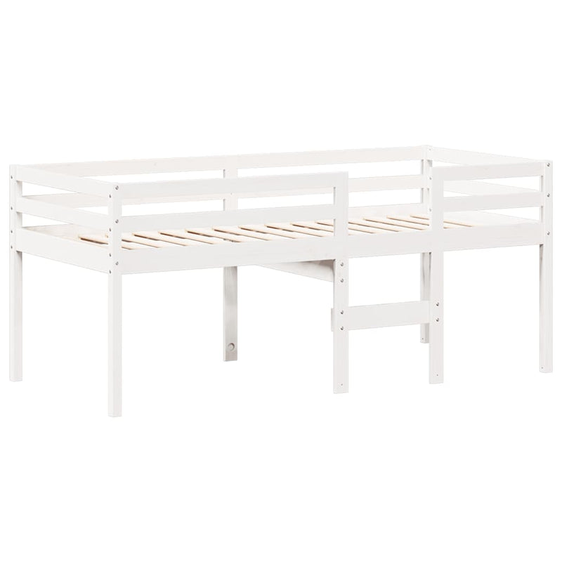 Pat înalt cu acoperiș, alb, 90x190 cm, lemn masiv de pin