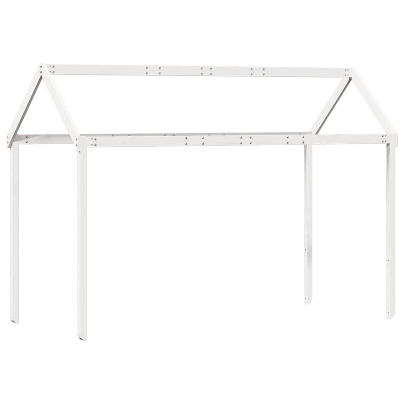 Pat înalt cu acoperiș, alb, 90x190 cm, lemn masiv de pin