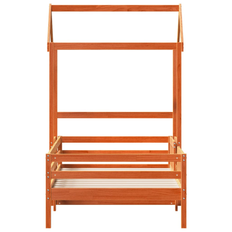 Cadru de pat cu acoperiș maro ceruit 90x190cm lemn masiv pin