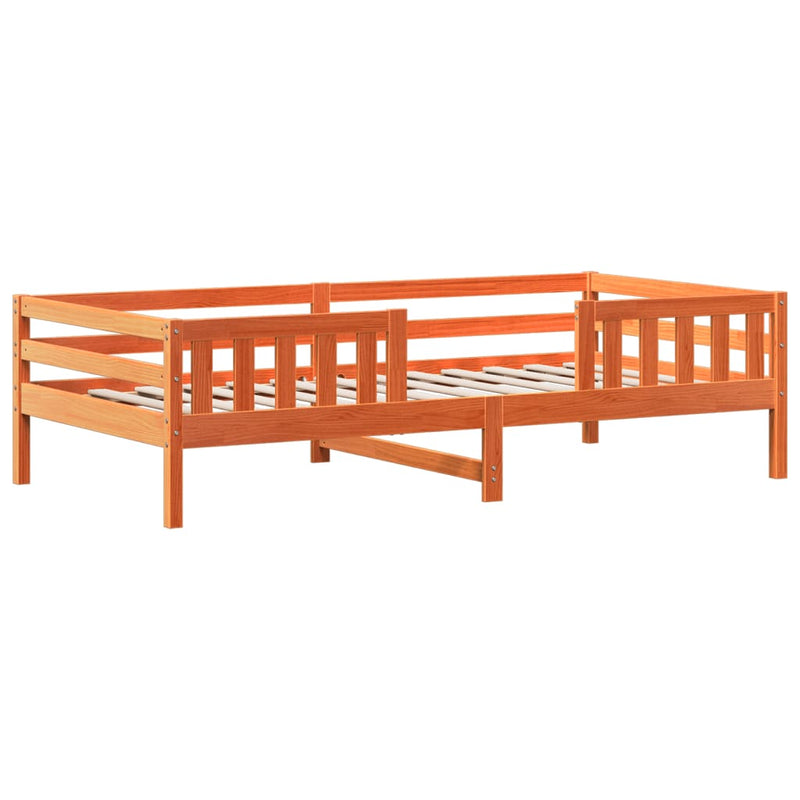 Cadru de pat cu acoperiș maro ceruit 90x190cm lemn masiv pin