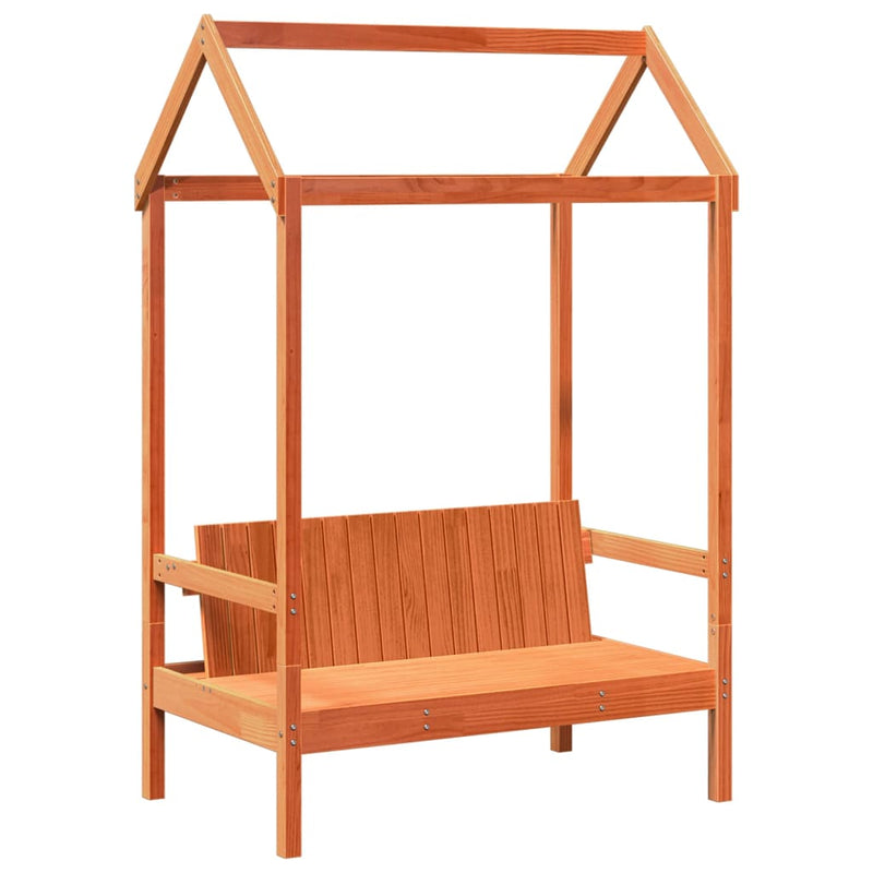 Set pat bancă cu acoperiș maro ceruit 90x200cm lemn masiv pin