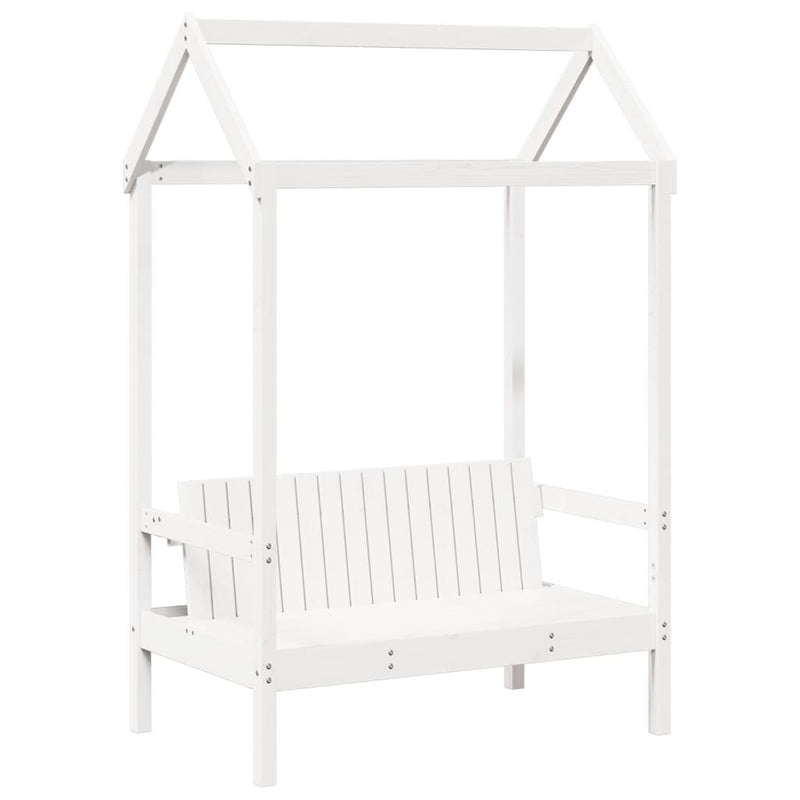 Set pat bancă cu acoperiș, alb, 75x190 cm, lemn masiv de pin