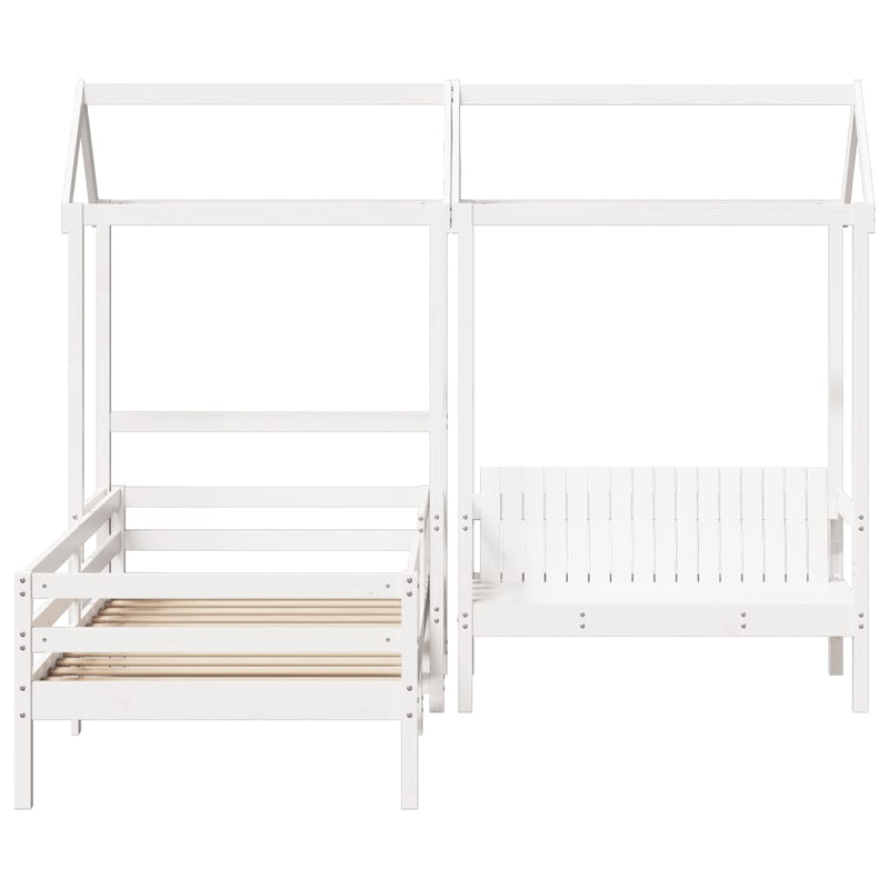 Set pat bancă cu acoperiș, alb, 75x190 cm, lemn masiv de pin