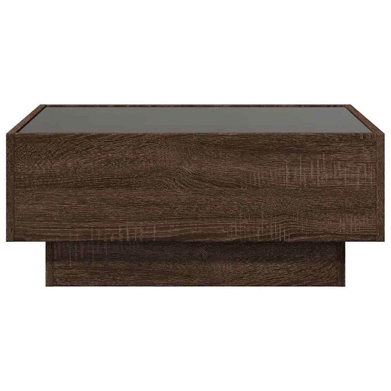 Măsuță de cafea cu LED stejar maro 70x50x30 cm lemn prelucrat