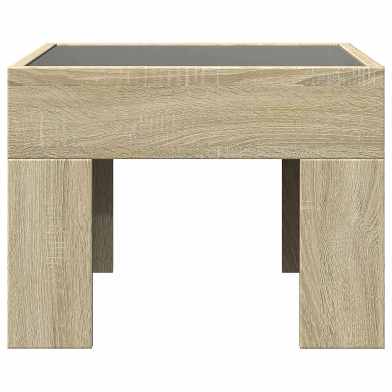 Măsuță de cafea cu LED infinity, stejar sonoma, 40x40x30 cm
