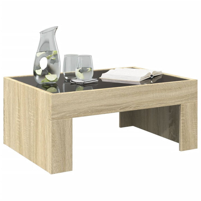 Măsuță de cafea cu LED infinity, stejar sonoma, 70x50x30 cm