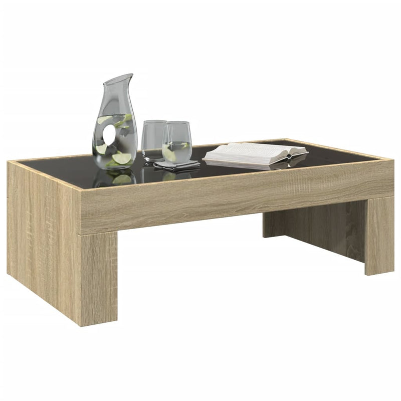 Măsuță de cafea cu LED infinity, stejar sonoma, 90x50x30 cm