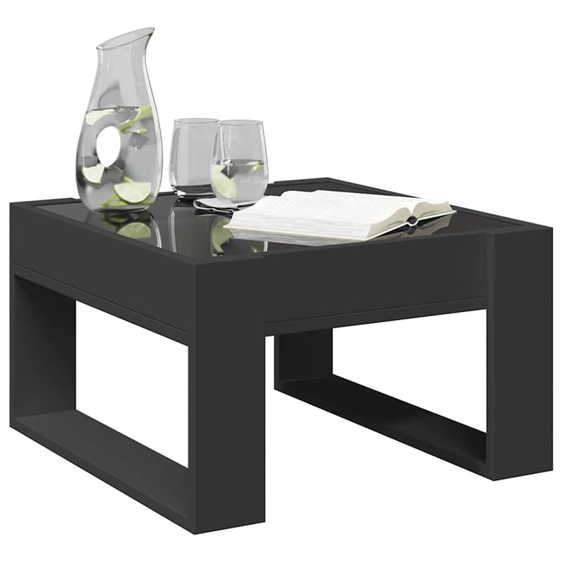 Măsuță de cafea cu LED infinity, negru, 50x53x30 cm