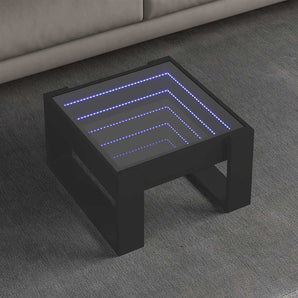 Măsuță de cafea cu LED infinity, negru, 50x53x30 cm