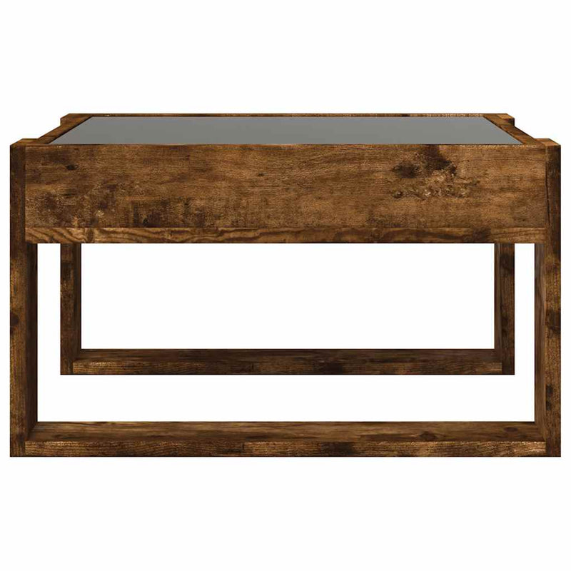 Măsuță de cafea cu LED infinity, stejar fumuriu, 50x53x30 cm