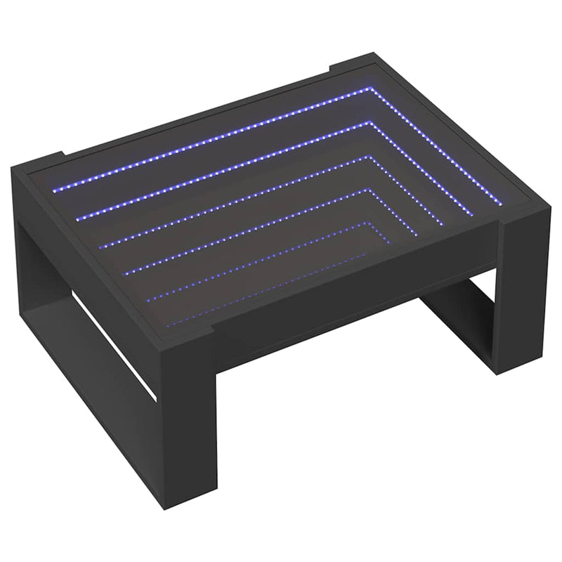 Măsuță de cafea cu LED infinity, negru, 70x53x30 cm