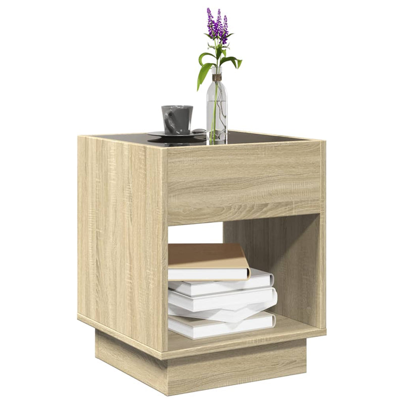 Măsuță de cafea cu LED infinity, stejar sonoma, 40x40x50 cm