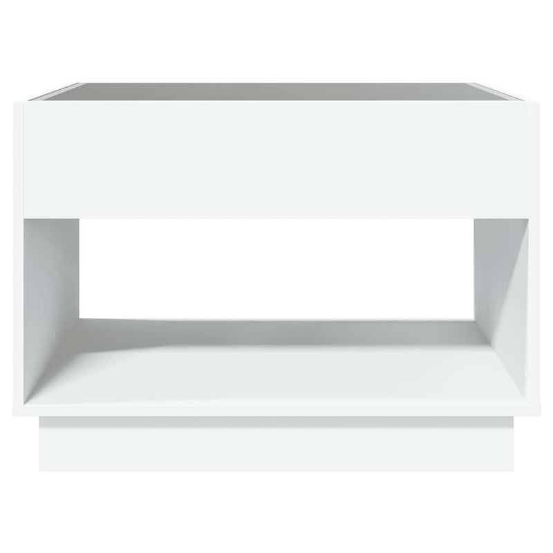 Măsuță de cafea cu LED infinity, alb, 70x50x50 cm